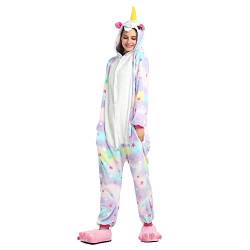 Missley Einhorn Pyjamas Kostüm Overall Tier Nachtwäsche Erwachsene Unisex Cosplay (Sterne, S) von Missley