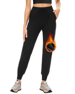 Missluck Thermo Jogginghose Damen Sporthose Lang Trainingshose mit Taschen für Fitness Jogger (Schwarz-Thermo,M) von Missluck