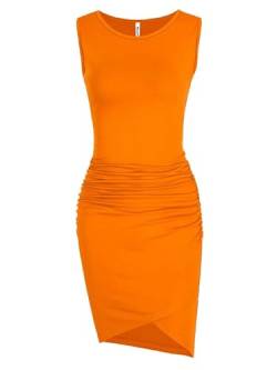Missufe Bodycon Bleistiftkleid Sommerkleid Enges Freizeitkleid Damen Minikleid Figurbetontes Kleider (Orange, XS) von Missufe