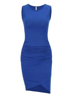 Missufe Enges Sommerkleid Minikleid Figurbetontes Kleider Damen Bodycon Bleistiftkleid Freizeitkleid (blau, XL) von Missufe