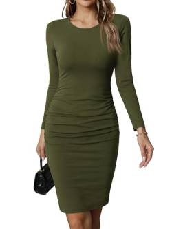 Missufe Freizeitkleid Bodycon Enges Figurbetontes Bleistiftkleid Damen Knielanges Kleider (Armeegrün, Mittel) von Missufe