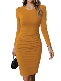 Missufe Freizeitkleid Bodycon Enges Figurbetontes Bleistiftkleid Damen Knielanges Kleider (Braun, X-Klein) von Missufe