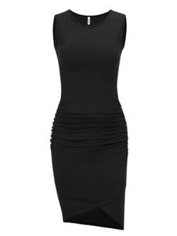 Missufe Minikleid Sommerkleid Enges Figurbetontes Kleider Damen Bodycon Bleistiftkleid Freizeitkleid (Schwarz,L) von Missufe