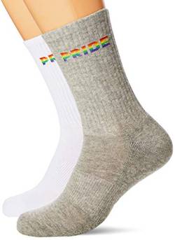 Mister Tee Herren Pride Socks 3-pack Socken, Mehrfarbig (Wht/Gry/Blk 01576), 43-46 von Mister Tee