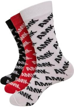 Mister Tee Unisex Amk Allover 3-Pack Socken, Black/Red/White, 43-46 von Mister Tee
