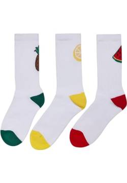 Mister Tee Unisex Fancy Fruit Socks 3-Pack 47-50 white/multicolor von Mister Tee