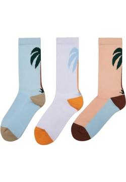 Mister Tee Unisex Fancy Palmtree Socks 3-pack Socks, white/multicolor, 43-46 von Mister Tee