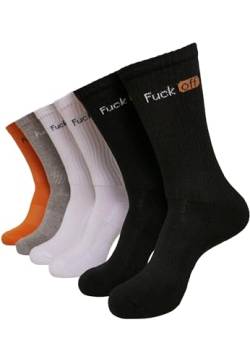 Mister Tee Unisex Fuck Off Socks 6-Pack 35-38 black/white/grey/neonorange von Mister Tee