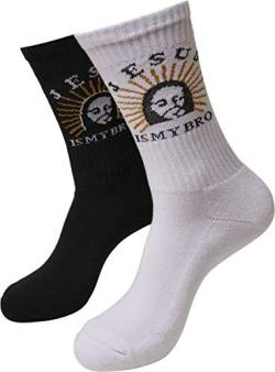 Mister Tee Unisex Jesus is My Bro 2-Pack Socken, Black/White, 43-46 von Mister Tee