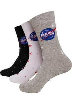 Mister Tee Unisex NASA Insignia Socks 3-Pack 35-38 black/grey/white von Mister Tee