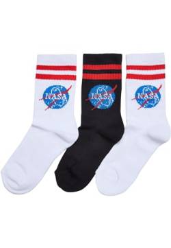 Mister Tee Unisex NASA Insignia Socks Kids 3-Pack 27-30 white/black von Mister Tee