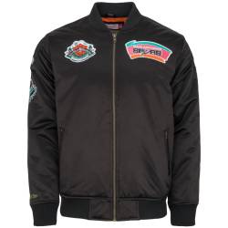 M&N Satin Bomber Jacke - FLIGHT San Antonio Spurs von Mitchell & Ness