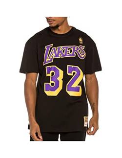 Mitchell & Ness NBA Los Angeles Lakers Name & Number T-Shirt - Magic Johnson, Black, L von Mitchell & Ness