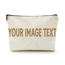 Kulturbeutel Tragbare Tasche Ihr Bild Text Here Best Friend Geschenk für Frauen Make-up Tasche, beige, Einheitsgröße von Miujonvy