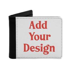 Miujonvy Flip Wallet Your Own Picture Text Logo Superfine Fiber PU Synthetic Leather with Coin Pocket,6 Credit Card Slots, Banknote Compartments, Schwarz , Einheitsgröße von Miujonvy