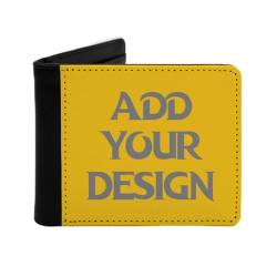 Miujonvy ID Window Wallet Your Text Custom Text Superfine Fiber PU Synthetic Leather with Coin Pocket,6 Credit Card Slots, Banknote Compartments, Schwarz , Einheitsgröße von Miujonvy