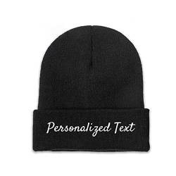 Miujonvy Individuell gestaltete Mütze Slouch Black Beanie Personalized Text Warme Beanie-Mütze von Miujonvy