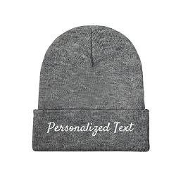 Miujonvy Individuell gestaltete Mütze Slouch Darkgray Beanie Personalized Text Personalisierte Mütze von Miujonvy