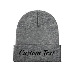 Miujonvy Individuelle Beanie Slouch Darkgray Beanie Custom Text Warme Strickschädelmütze von Miujonvy