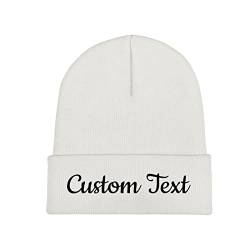 Miujonvy Individuelle Beanie Slouch White Beanie Custom Text Personalisierte Mütze von Miujonvy