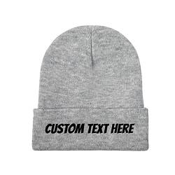 Miujonvy Individuelle Mütze Slouch Gray Beanie Custom Text Here Personalisierte Mütze von Miujonvy