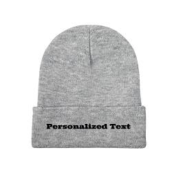 Miujonvy Individuelle Wintermütze Beanie für Männer & Frauen Slouch Gray Beanie Personalized Text Strickmützen von Miujonvy