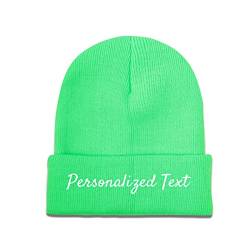 Miujonvy Individuelle Wintermütze Beanie für Männer & Frauen Slouch Green Beanie Personalized Text Warme Beanie-Mütze von Miujonvy