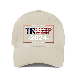 Miujonvy Unisex Vintage Washed Baseball Cap Dad Caps Donald Trump 2024 Präsident Logo Baseball Trucker Caps, Beige 0, One size von Miujonvy