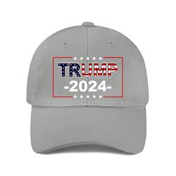 Miujonvy Unisex Vintage Washed Baseball Cap Dad Caps Donald Trump 2024 Präsident Logo Baseball Trucker Caps, Grau 0, One size von Miujonvy