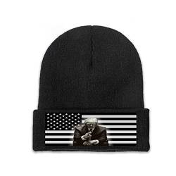 Miujonvy Winter Beanie Mütze Bündchen Totenkopf Kappen Präsident Trump Tapete Acryl Strickmützen für Damen & Herren, Schwarz 0, One size von Miujonvy