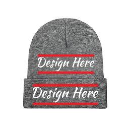 Miujonvy Wintermütze Beanie mit eigenem Bild Text Logo Herren Damen Unisex Hüte schwarz, Dunkelgrau, One size von Miujonvy