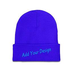 Wintermütze Beanie selber gestalten mit Fototext für Herren Damen Schwarz, blau, One size von Miujonvy