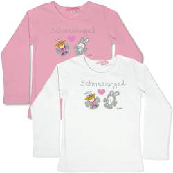 Miuko Langarmshirt für Mädchen weiß oder rosa, T-Shirt langärmlig, Motiv Schneeengel, Kindershirt 100% Baumwolle 74 80 86 92 98 104 110 116 122 128 (DE/NL/SE/PL, Numerisch, 110, 116, Regular, rosa) von Miuko