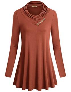 Miusey Damen langarm rollkragen formular montage lässige tunika top bluse Rust Medium von Miusey