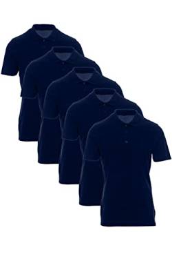 Mivaro 5er Pack Poloshirts Herren Basic Polo Shirt Kurzarm atmungsaktiv, Größe:4XL, Farbe:5er Pack Dunkelblau von Mivaro