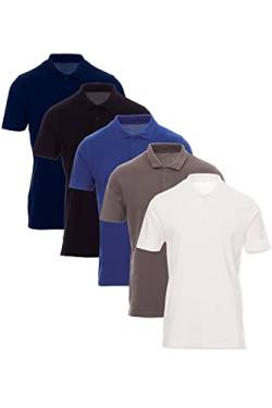 Mivaro 5er Pack Poloshirts Herren Basic Polo Shirt Kurzarm atmungsaktiv, Größe:4XL, Farbe:5er Pack Weiß/Anthrazit/Dunkelblau/Schwarz/Blau von Mivaro