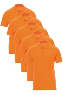 Mivaro 5er Pack Poloshirts Herren Basic Polo Shirt Kurzarm atmungsaktiv, Größe:5XL, Farbe:5er Pack Orange von Mivaro