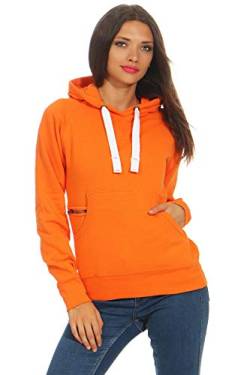 Mivaro Damen Pullover mit Kapuze, Warmer und Dicker Hoodie, Kapuzenpullover in Uni-Farben, Größe:XL, Farbe:Orange von Mivaro