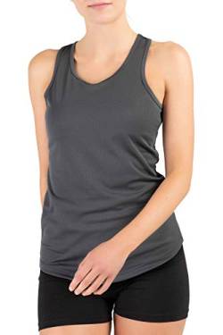 Mivaro Damen Sport Tank Top Basic Sport-Shirt für Fitness schnell trocknend, Größe:L, Farbe:Anthrazit von Mivaro