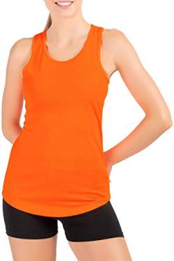 Mivaro Damen Sport Tank Top Basic Sport-Shirt für Fitness schnell trocknend, Größe:L, Farbe:Orange von Mivaro