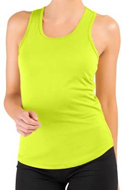 Mivaro Damen Sport Tank Top Basic Sport-Shirt für Fitness schnell trocknend, Größe:XL, Farbe:Gelb von Mivaro