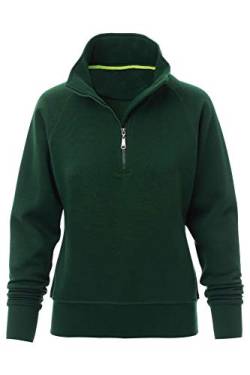 Mivaro Damen Troyer Pullover halber Reißverschluss ohne Kapuze mit Stehkragen, 1/4 Zip, Größe:M, Farbe:Grün von Mivaro