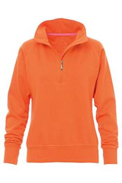 Mivaro Damen Troyer Pullover halber Reißverschluss ohne Kapuze mit Stehkragen, 1/4 Zip, Größe:S, Farbe:Orange von Mivaro