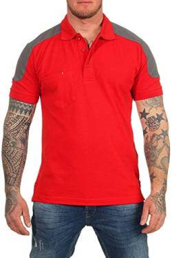 Mivaro Herren Arbeitspoloshirt mit Brusttasche, waschbar bis 60 °C, Poloshirt für die Arbeit, Größe:4XL, Farbe:Rot von Mivaro