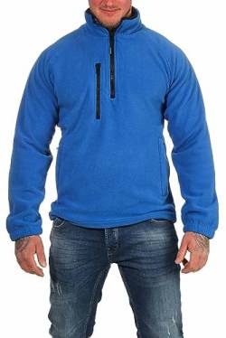 Mivaro Herren Fleecepullover mit Taschen und Reißverschluss, Größe:L, Farbe:Blau von Mivaro