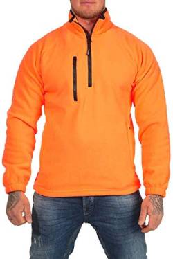 Mivaro Herren Fleecepullover mit Taschen und Reißverschluss, Größe:L, Farbe:Orange von Mivaro