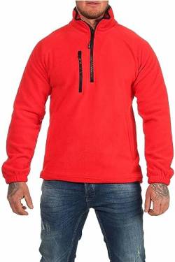 Mivaro Herren Fleecepullover mit Taschen und Reißverschluss, Größe:L, Farbe:Rot von Mivaro