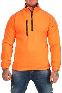 Mivaro Herren Fleecepullover mit Taschen und Reißverschluss, Größe:M, Farbe:Orange von Mivaro