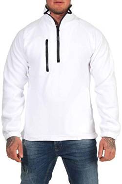 Mivaro Herren Fleecepullover mit Taschen und Reißverschluss, Größe:M, Farbe:Weiß von Mivaro