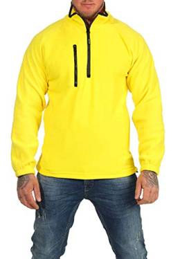 Mivaro Herren Fleecepullover mit Taschen und Reißverschluss, Größe:S, Farbe:Gelb von Mivaro